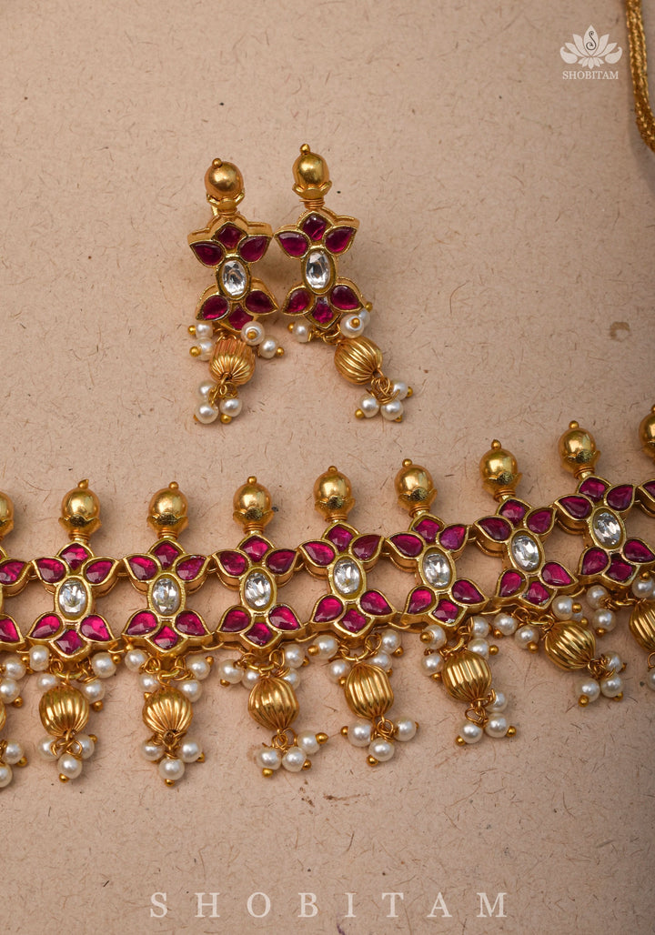 Microplated Kundan Jadau Lightweight Choker set | Shobitam Jewelry