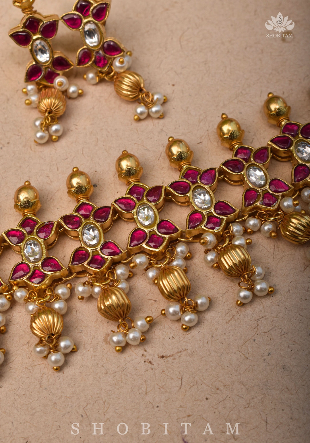 Microplated Kundan Jadau Lightweight Choker set | Shobitam Jewelry