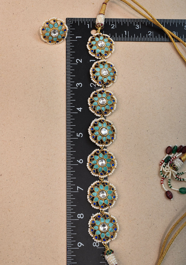 Exquisite Ahmedabadi kundan Floral Units Choker and Earrings Set | Shobitam Jewelry