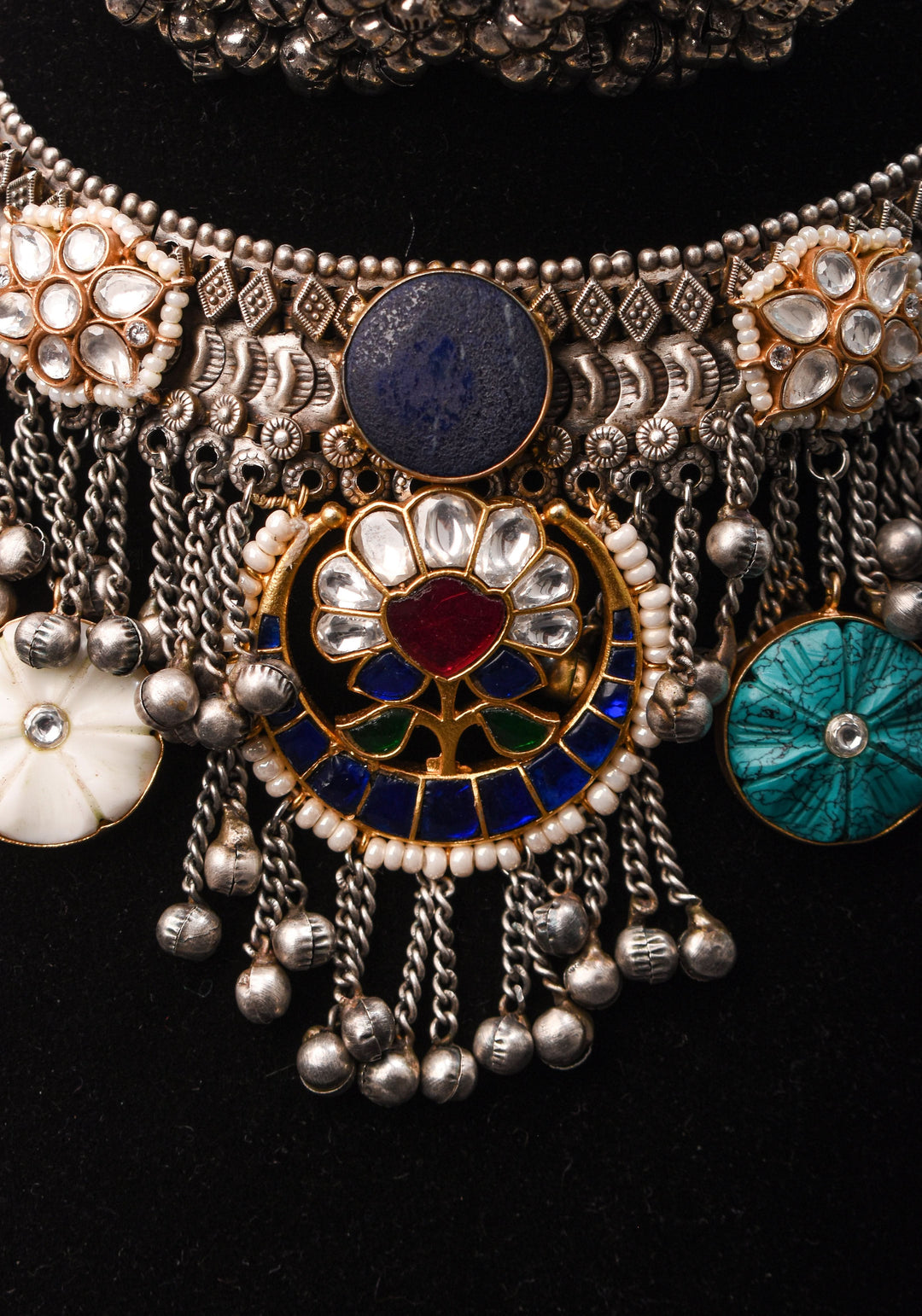 Banjaran Fusion with Kundan Stone embellished Oxidized Choker set | Shobitam Jewelry