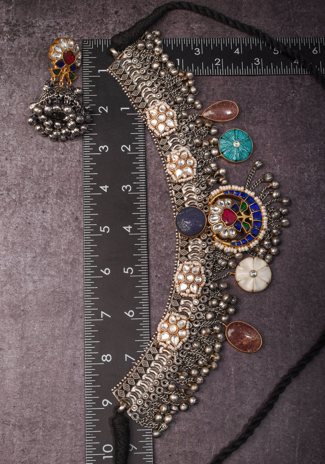 Banjaran Fusion with Kundan Stone embellished Oxidized Choker set | Shobitam Jewelry