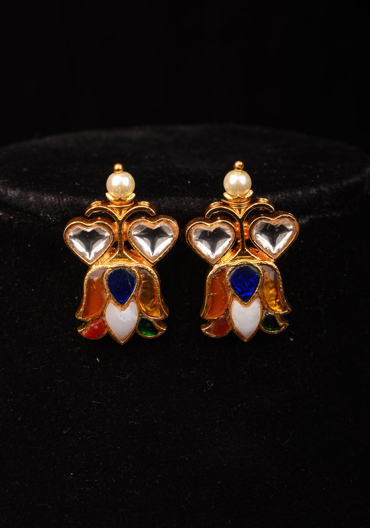 Navratna Falling Lotus Design Jadau Necklace Set