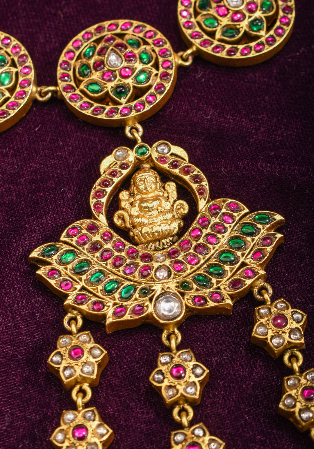 Lakshmi floral and peacock Bracelet with connected Finger rings