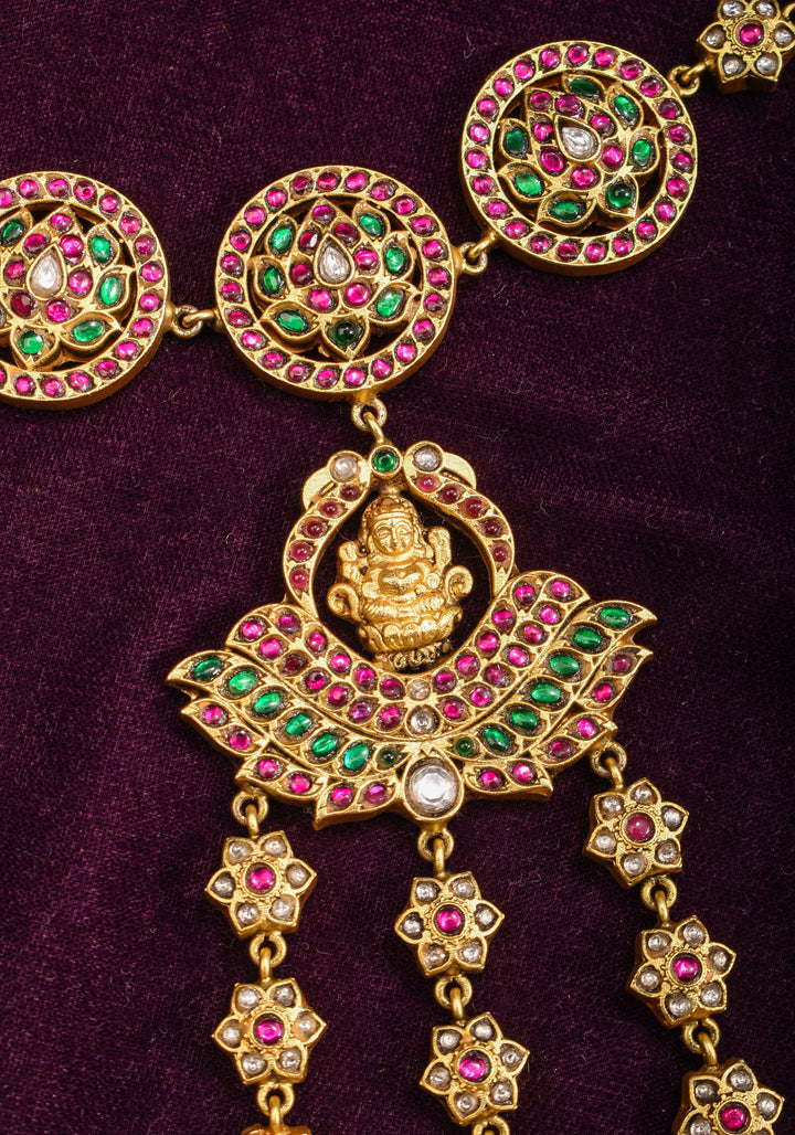Lakshmi floral and peacock Bracelet with connected Finger rings
