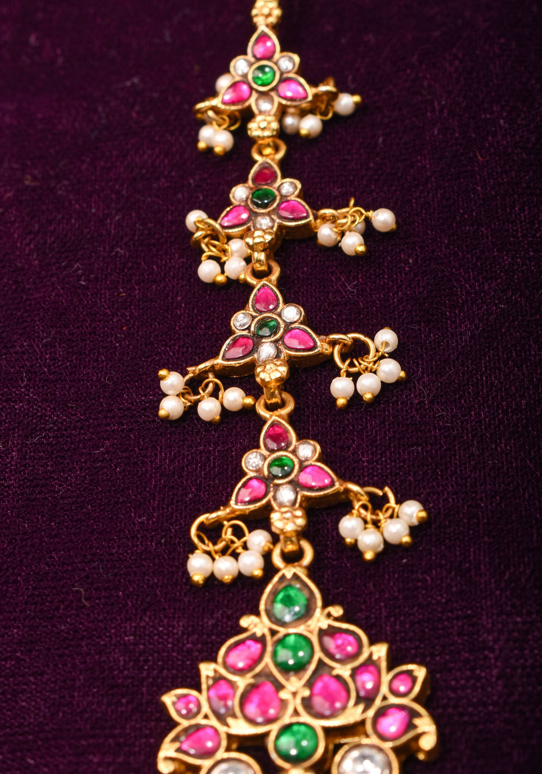 Maang Tika and Sheeshphool Ahmedabadi Kundan Hair Ornament