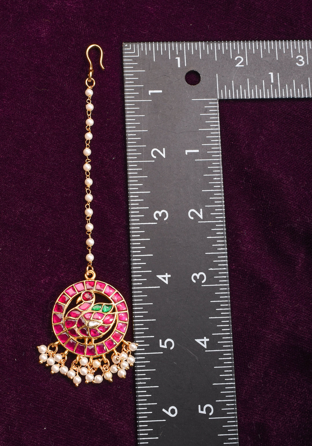 Maang Tika - Peacock Design Ahmedabadi Kundan Jadau Hair Ornament
