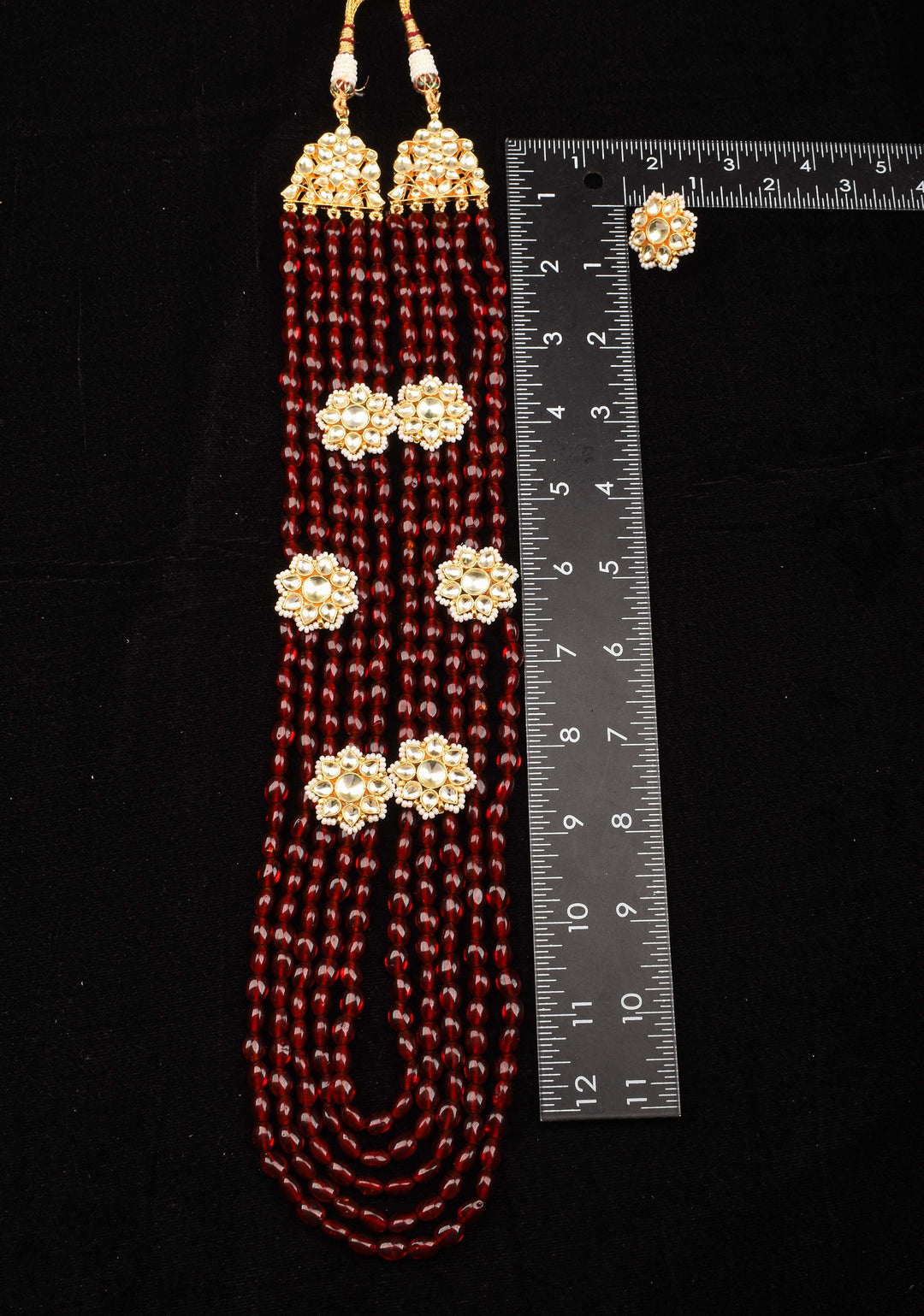 Multistrand beads Ahmedabadi Jadau kundan Long Necklace set