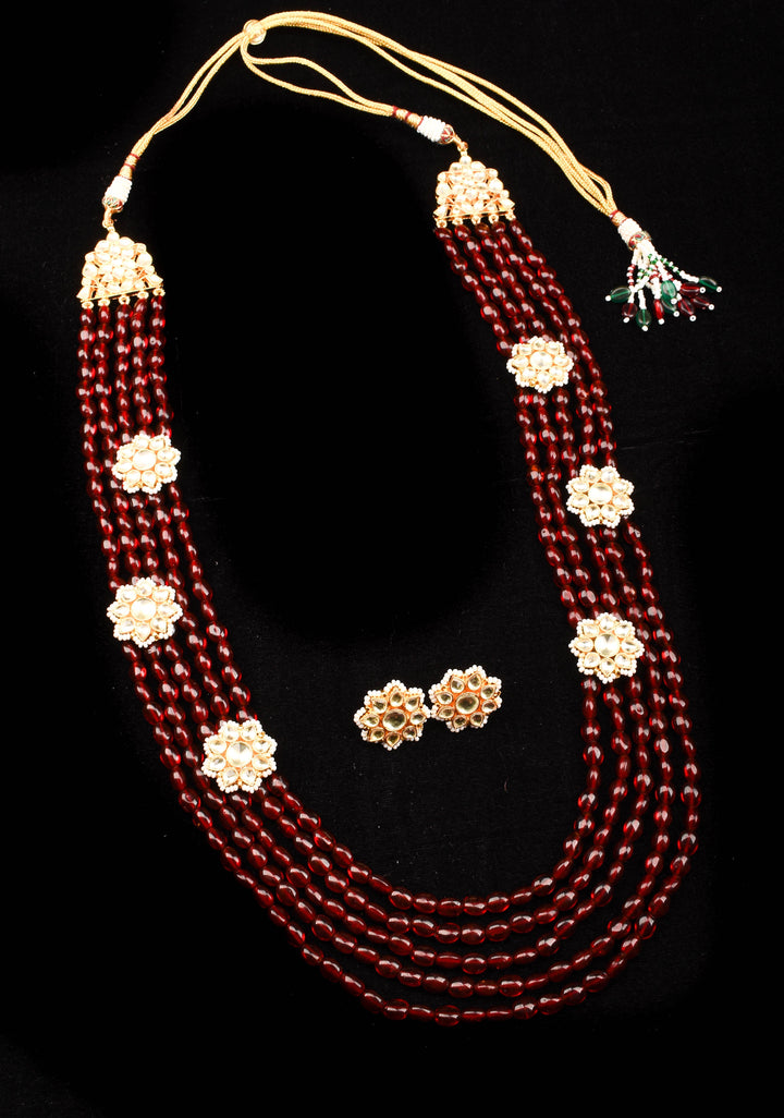 Multistrand beads Ahmedabadi Jadau kundan Long Necklace set