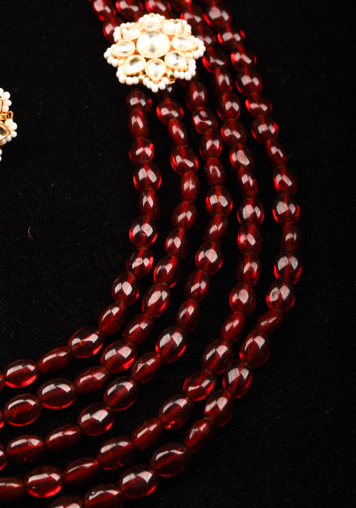 Multistrand beads Ahmedabadi Jadau kundan Long Necklace set