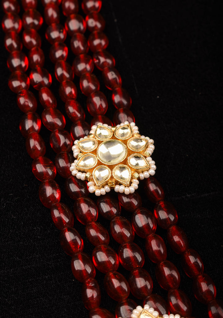 Multistrand beads Ahmedabadi Jadau kundan Long Necklace set