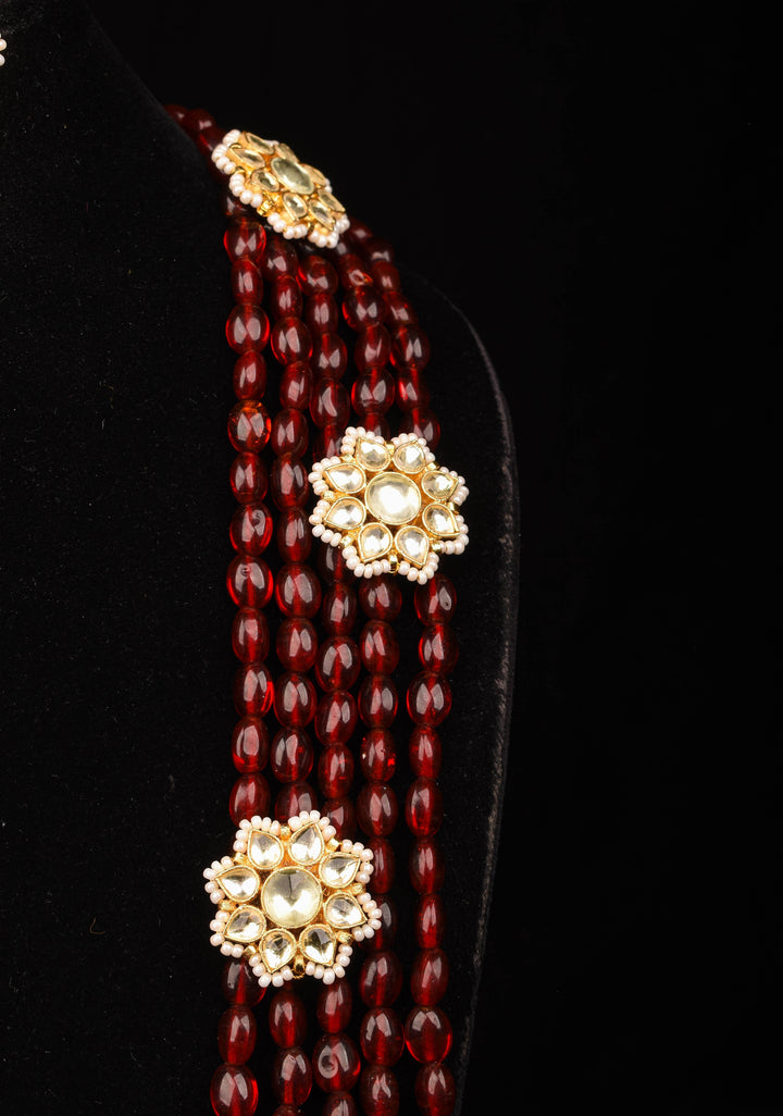 Multistrand beads Ahmedabadi Jadau kundan Long Necklace set