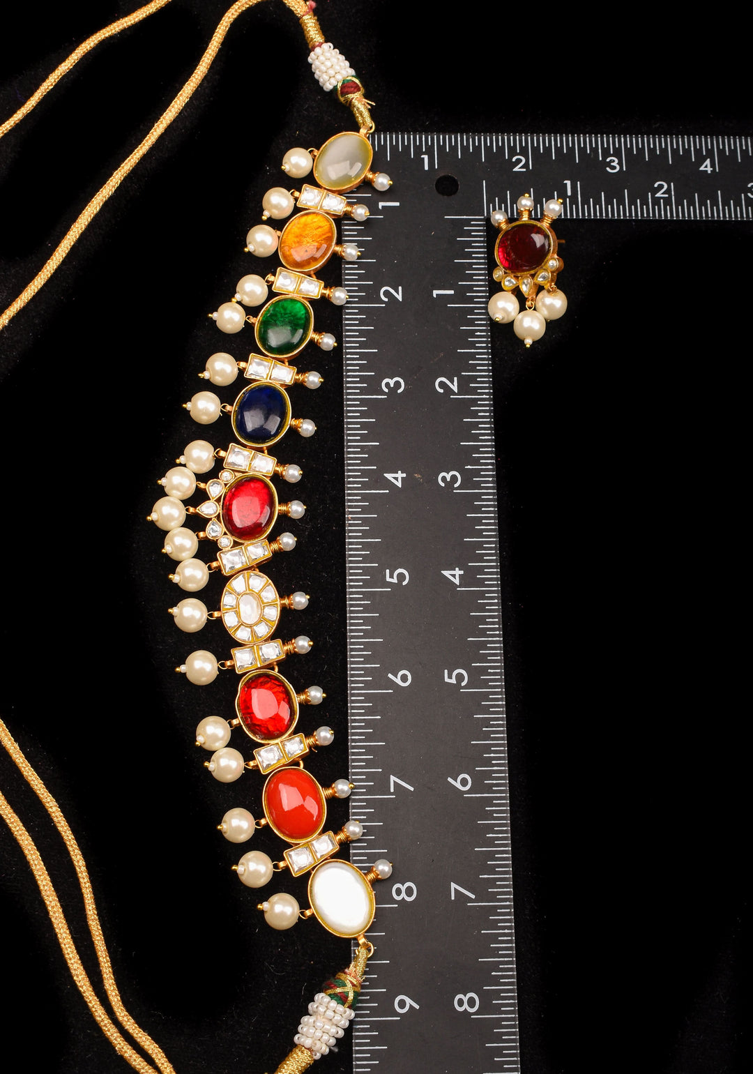 MultiColor Stone Lightweight Necklace and Earring Set | Shobitam Jewelry