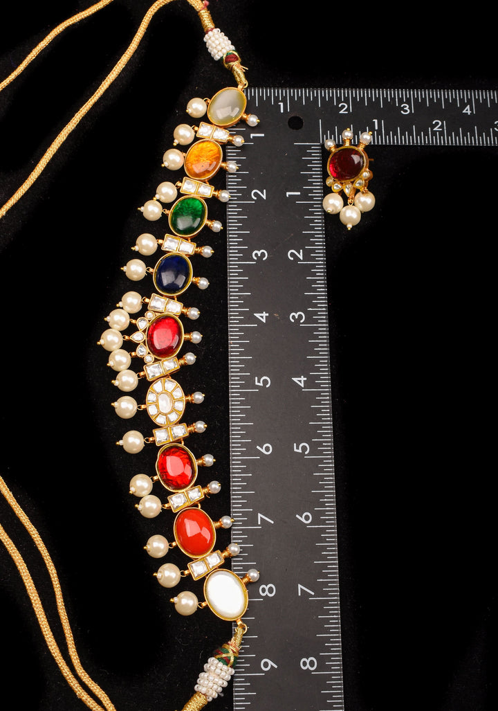 MultiColor Stone Lightweight Necklace and Earring Set | Shobitam Jewelry
