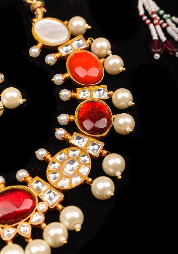 MultiColor Stone Lightweight Necklace and Earring Set | Shobitam Jewelry