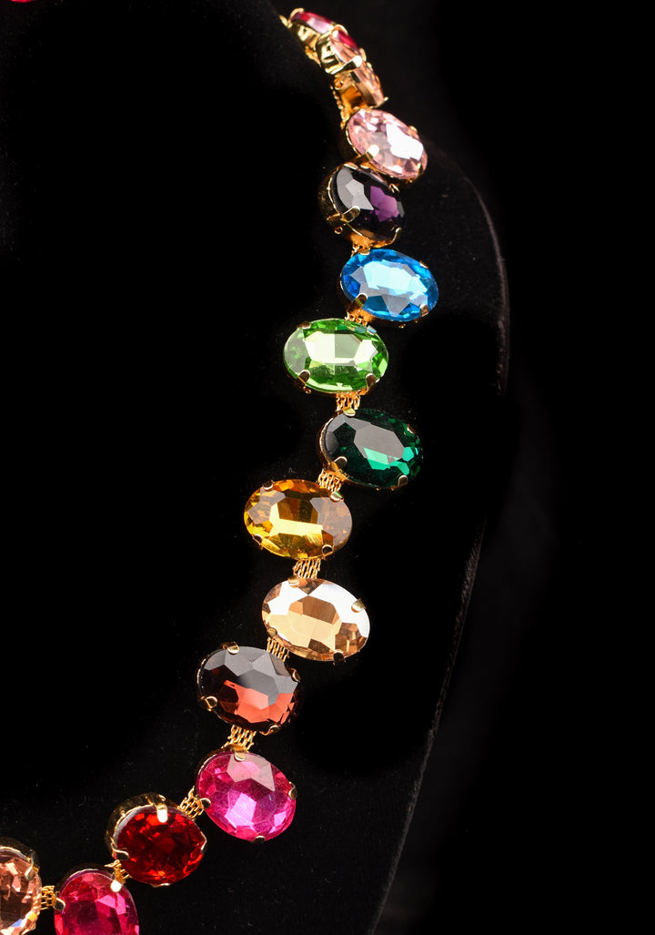 Multicolor Stones Chunky Necklace Set | Shobitam Jewelry