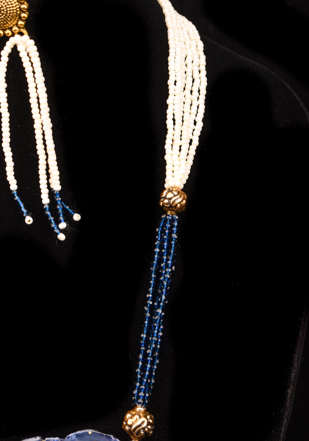 Krishna handpainted on Agate Stone Necklace Set | Shobitam Jewelry