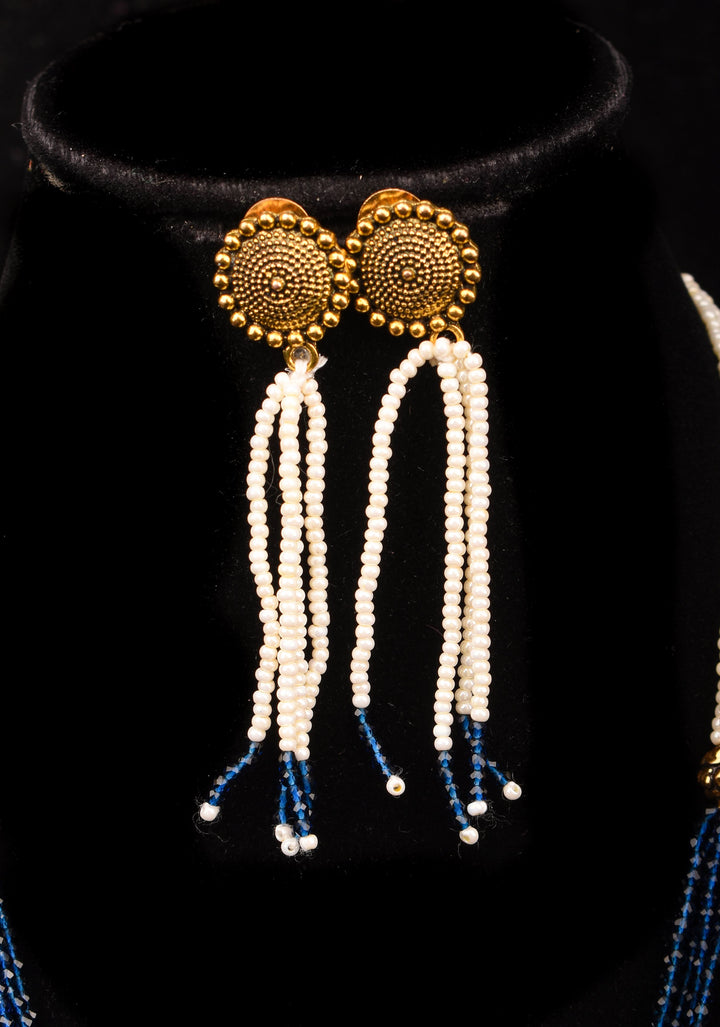 Krishna handpainted on Agate Stone Necklace Set | Shobitam Jewelry