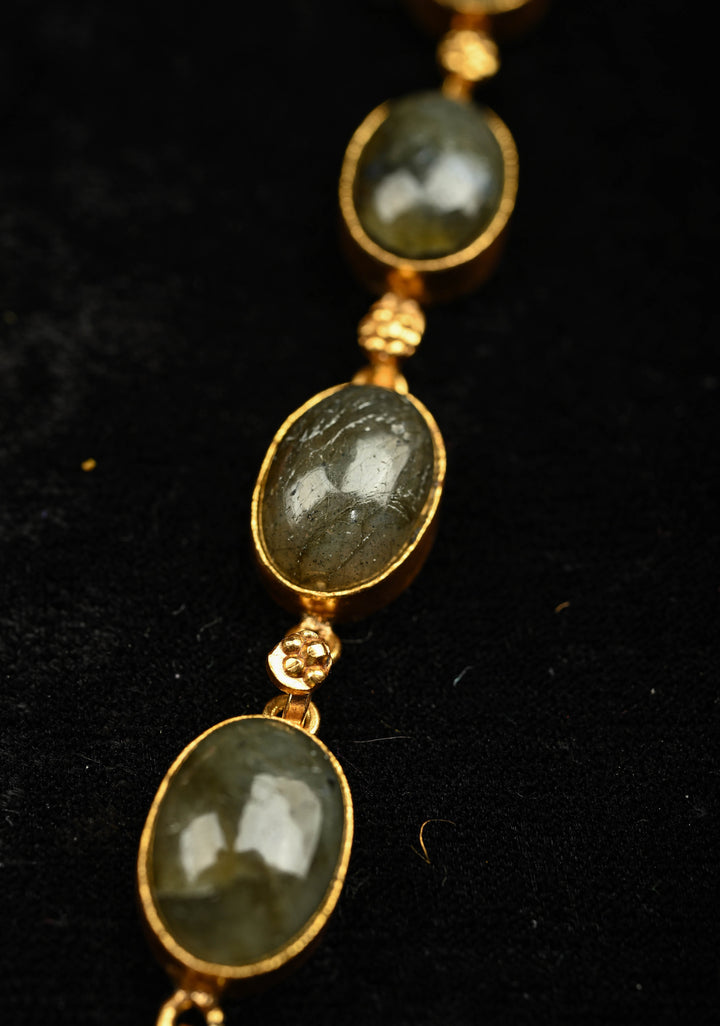 Chunky Stones Jadau Necklace with Twin Peacock Pendant and earrings set | Shobitam Jewelry