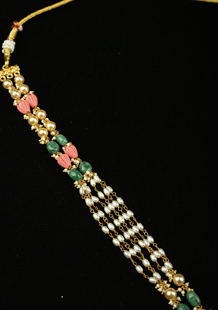 Statement pendant in peacock motif necklace with polki stones pearls and Dangling Beads | Shobitam Jewelry