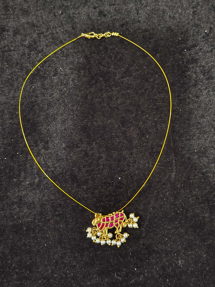 Pichwai Pendant with Pearls on Wire Base pendant