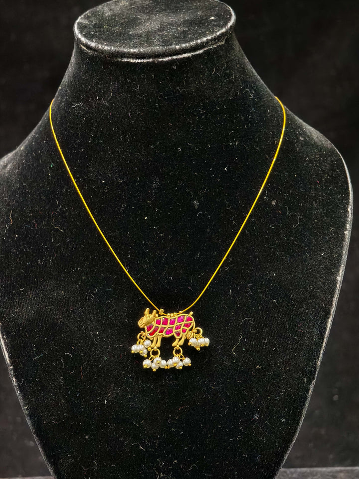 Pichwai Pendant with Pearls on Wire Base pendant