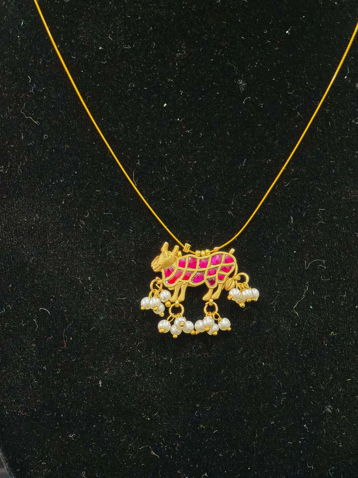 Pichwai Pendant with Pearls on Wire Base pendant