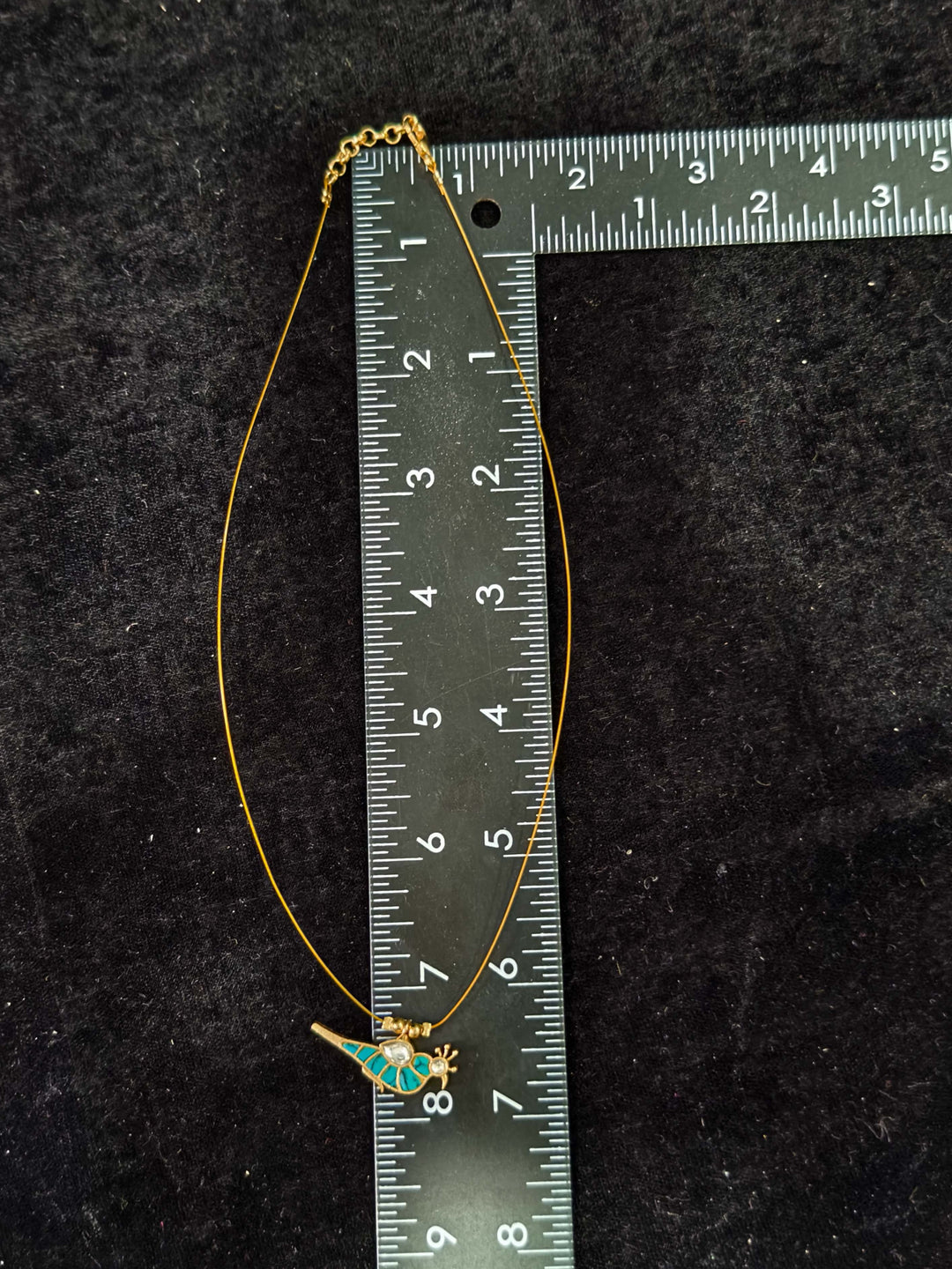 Invisible wire chain with Turquoise Parrot Jadau Pendant