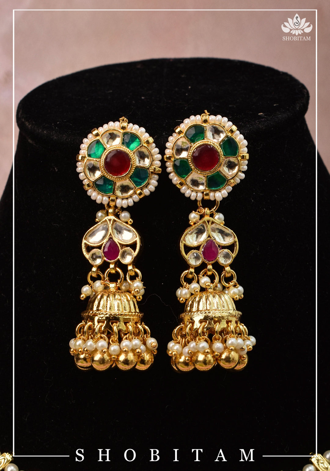 Beautiful Ahmedabadi Kundan Jadau Gold design necklace set | Shobitam Jewelry