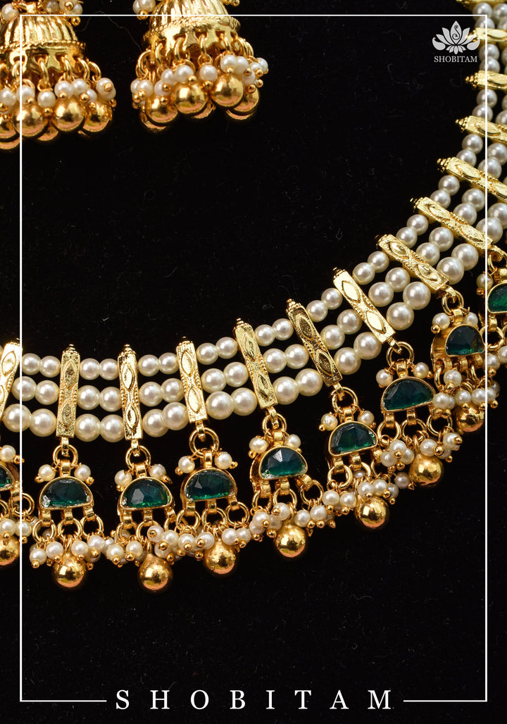 Beautiful Ahmedabadi Kundan Jadau Gold design necklace set | Shobitam Jewelry