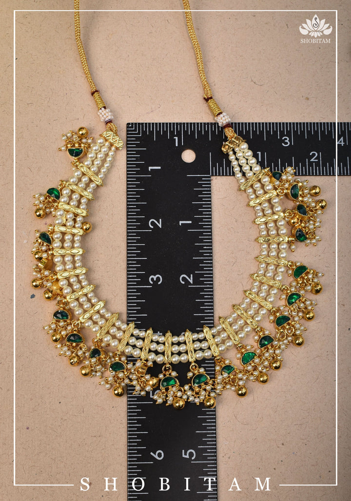 Beautiful Ahmedabadi Kundan Jadau Gold design necklace set | Shobitam Jewelry