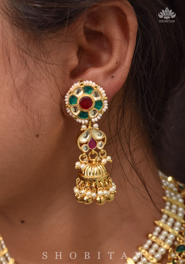 Beautiful Ahmedabadi Kundan Jadau Gold design necklace set | Shobitam Jewelry