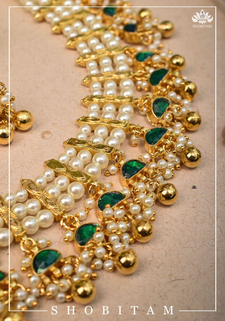 Beautiful Ahmedabadi Kundan Jadau Gold design necklace set | Shobitam Jewelry