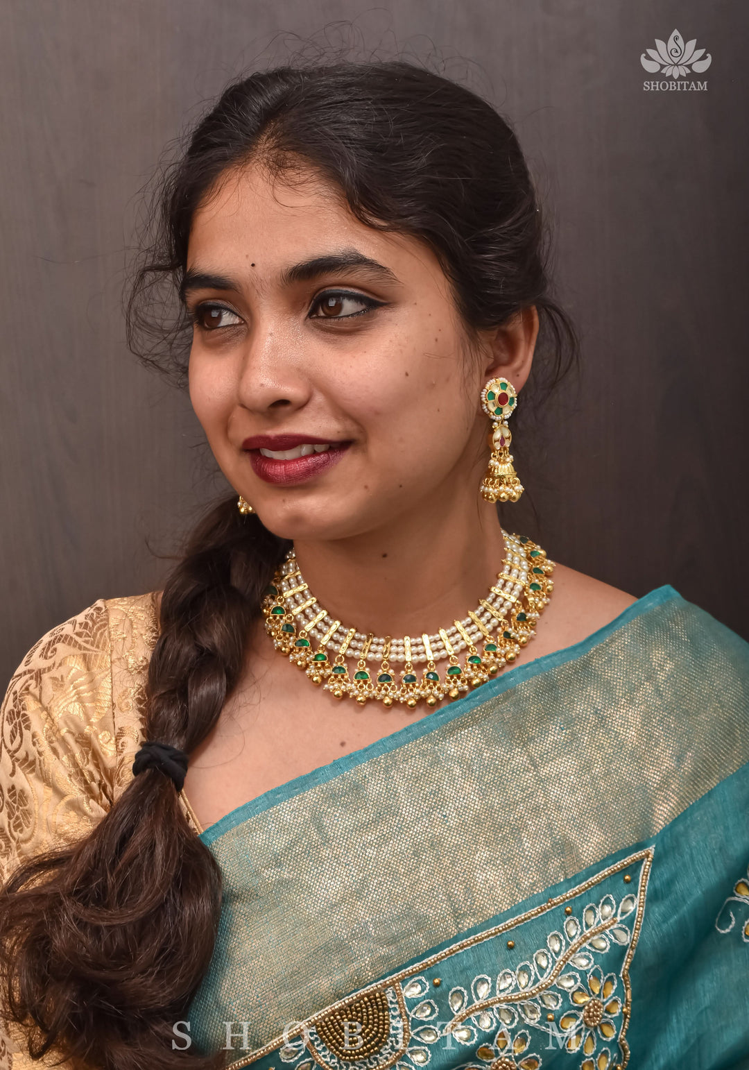 Beautiful Ahmedabadi Kundan Jadau Gold design necklace set | Shobitam Jewelry