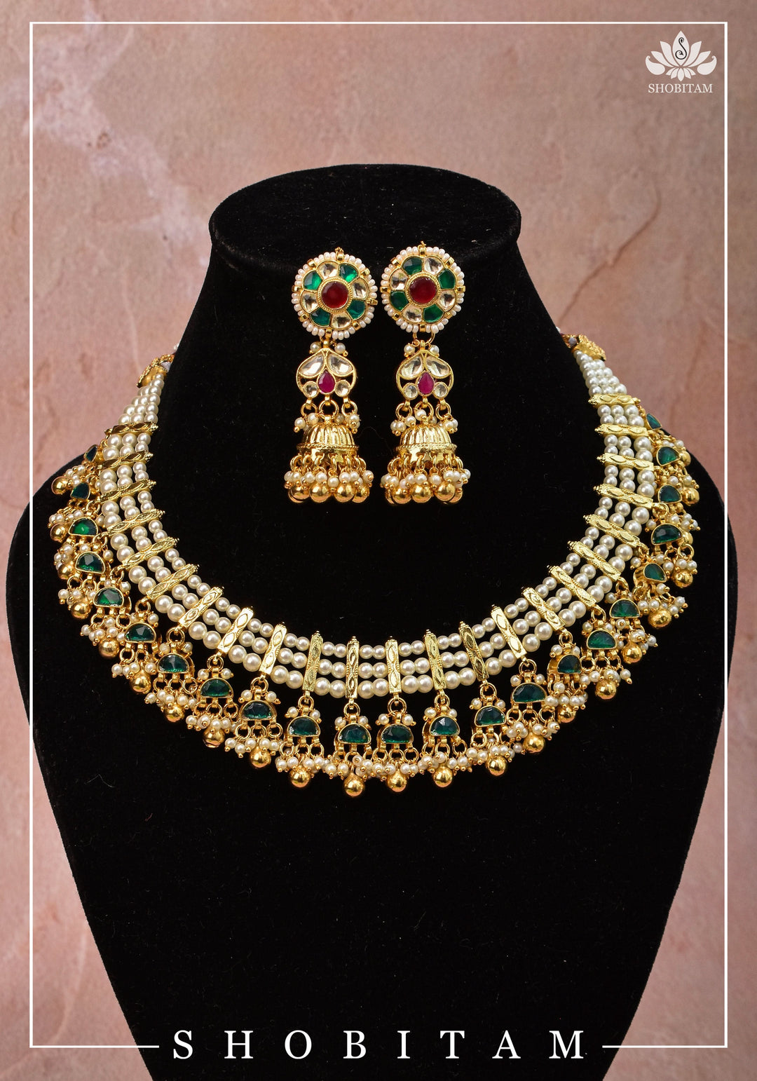 Beautiful Ahmedabadi Kundan Jadau Gold design necklace set | Shobitam Jewelry