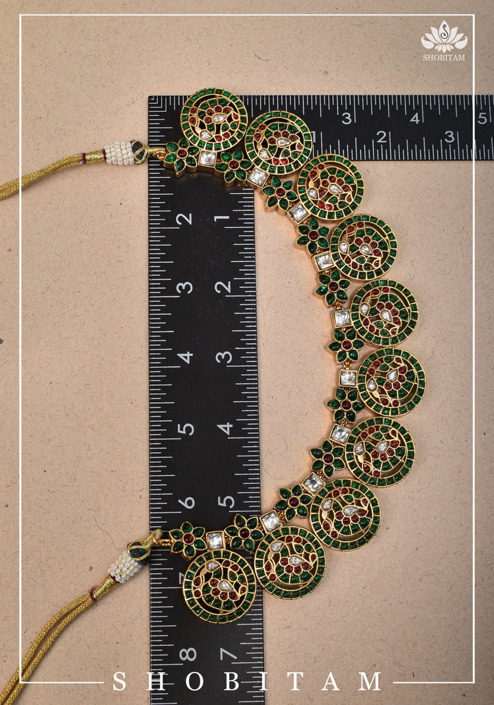Heritage Bloom and Peacock in Mandala Kemp Stone Necklace and Earring Set