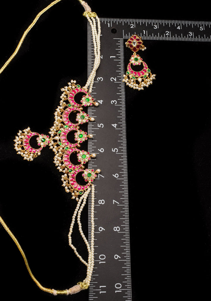 Ahmedabadi kundan Chand Jadau Necklace and Earrings Set