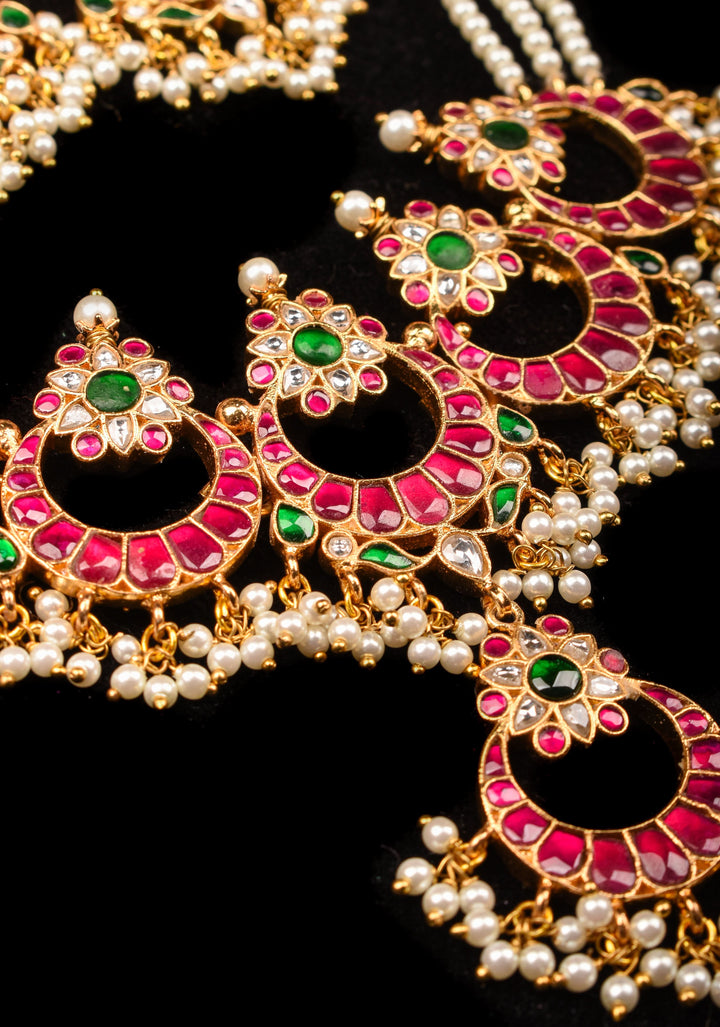 Ahmedabadi kundan Chand Jadau Necklace and Earrings Set