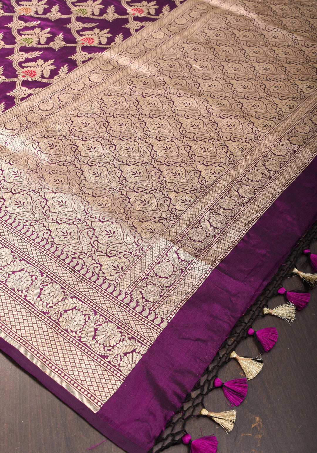 Purple Exquisite Banarasi Meenakari Jaal Katan Saree | SILK MARK CERTIFIED