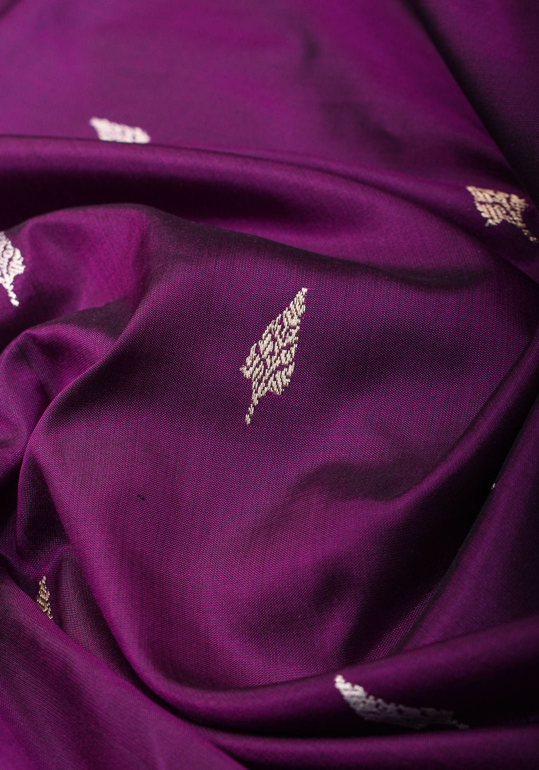 Dark Purple Meenakari Curvilinear Border Banarasi Katan Silk Saree with Alfi Motifs  | SILK MARK CERTIFIED