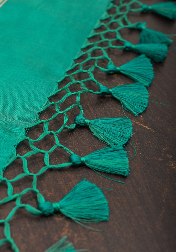 Rama Green Pure Banarasi Silk Saree with Meenakari border and Intricate Pallu and Unique Zari Borders | SILK MARK CERTIFIED