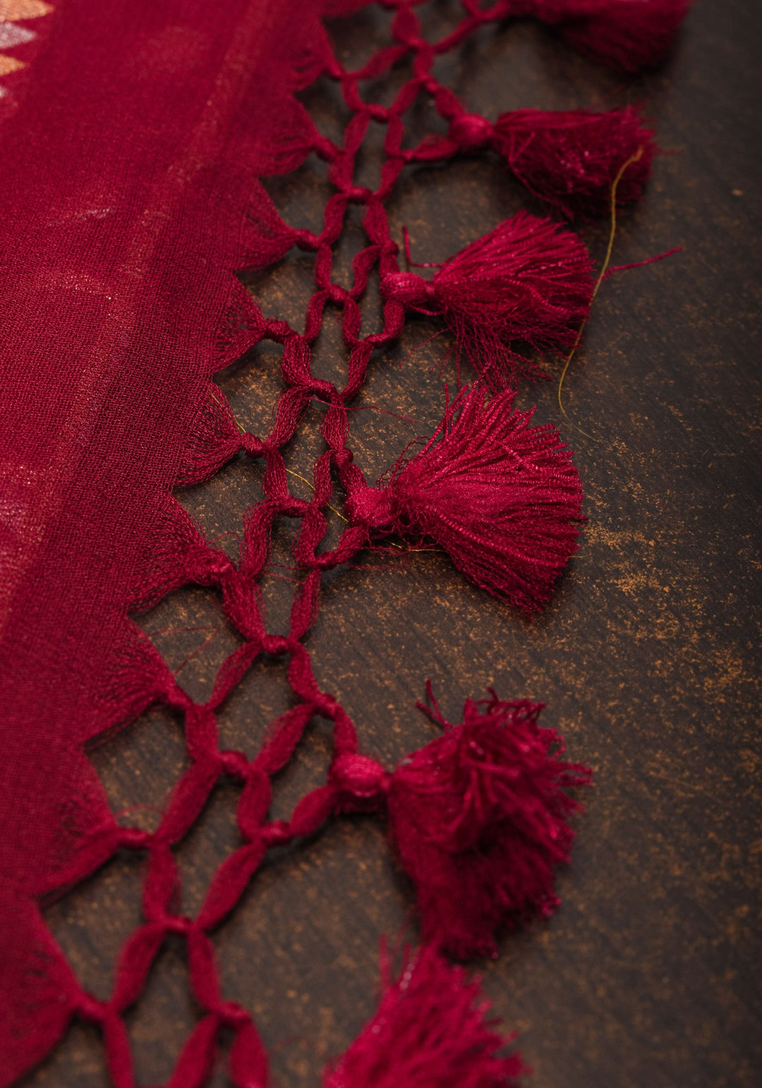 Alfi Sona Rupa Geometric Jaal Pure Silk Georgette Saree in Maroon  | SILK MARK CERTIFIED