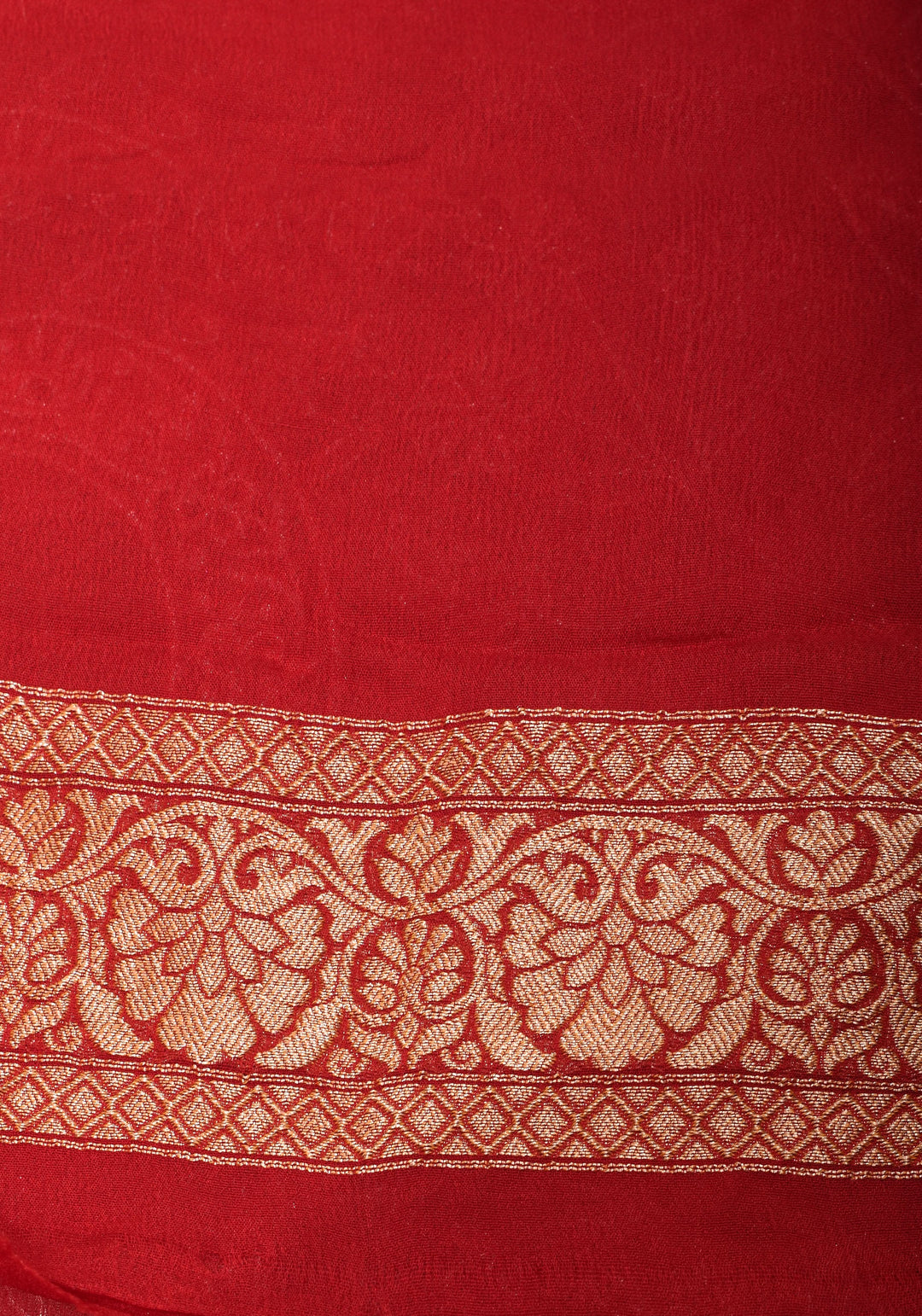 Light Pink Banarasi Pure Georgette Saree with machine Embroidered Jaal and Contrast Deep Red Border  | SILK MARK CERTIFIED
