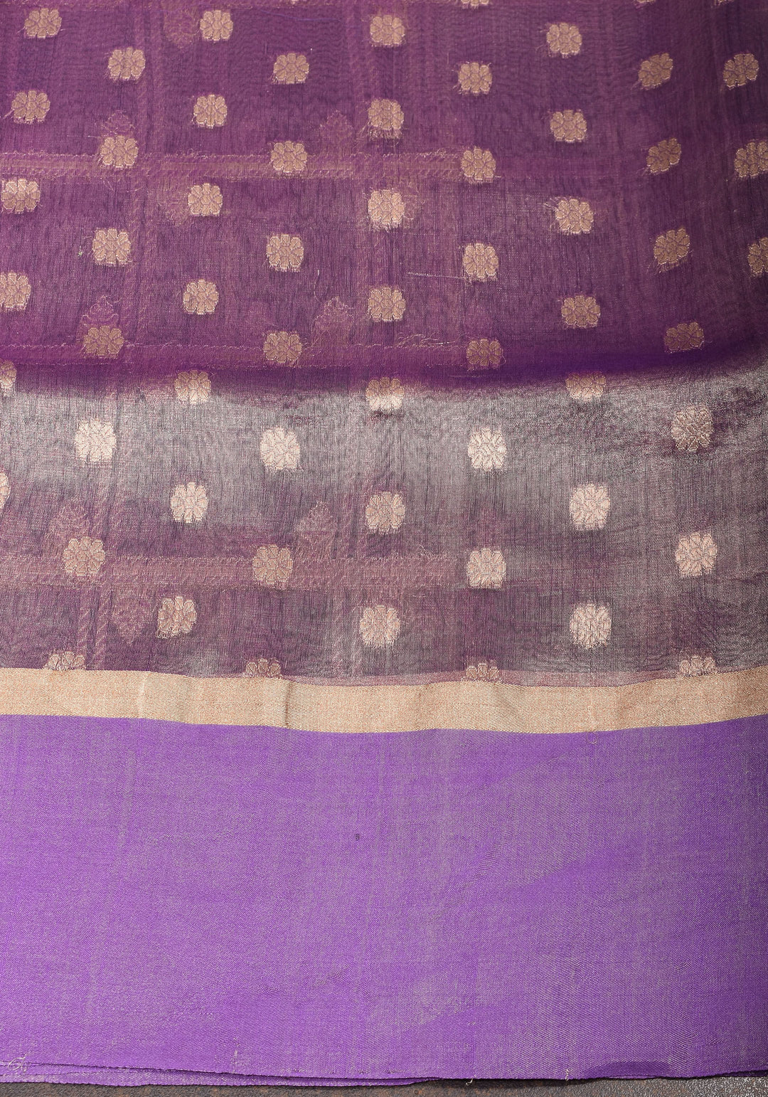 Amethyst Tissue kadhuwa Zari Checks  Pure Silk Banarasi Saree with Plain Border  | SILK MARK CERTIFIED