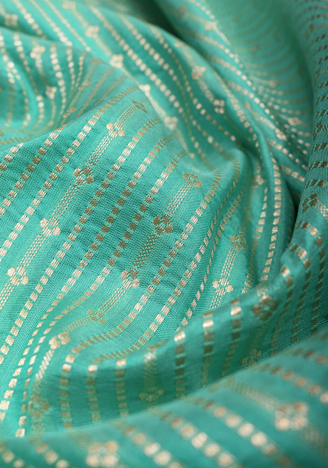 Stunning Banarasi Katan SIlk Saree in Seagreen with vertical stripes and Zari Borders| SILK MARK CERTIFIED