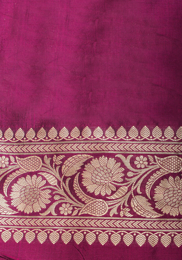 Exquisite Meenakari  Arches Jaal Banarasi Katan Silk Saree in Plum | SILK MARK CERTIFIED
