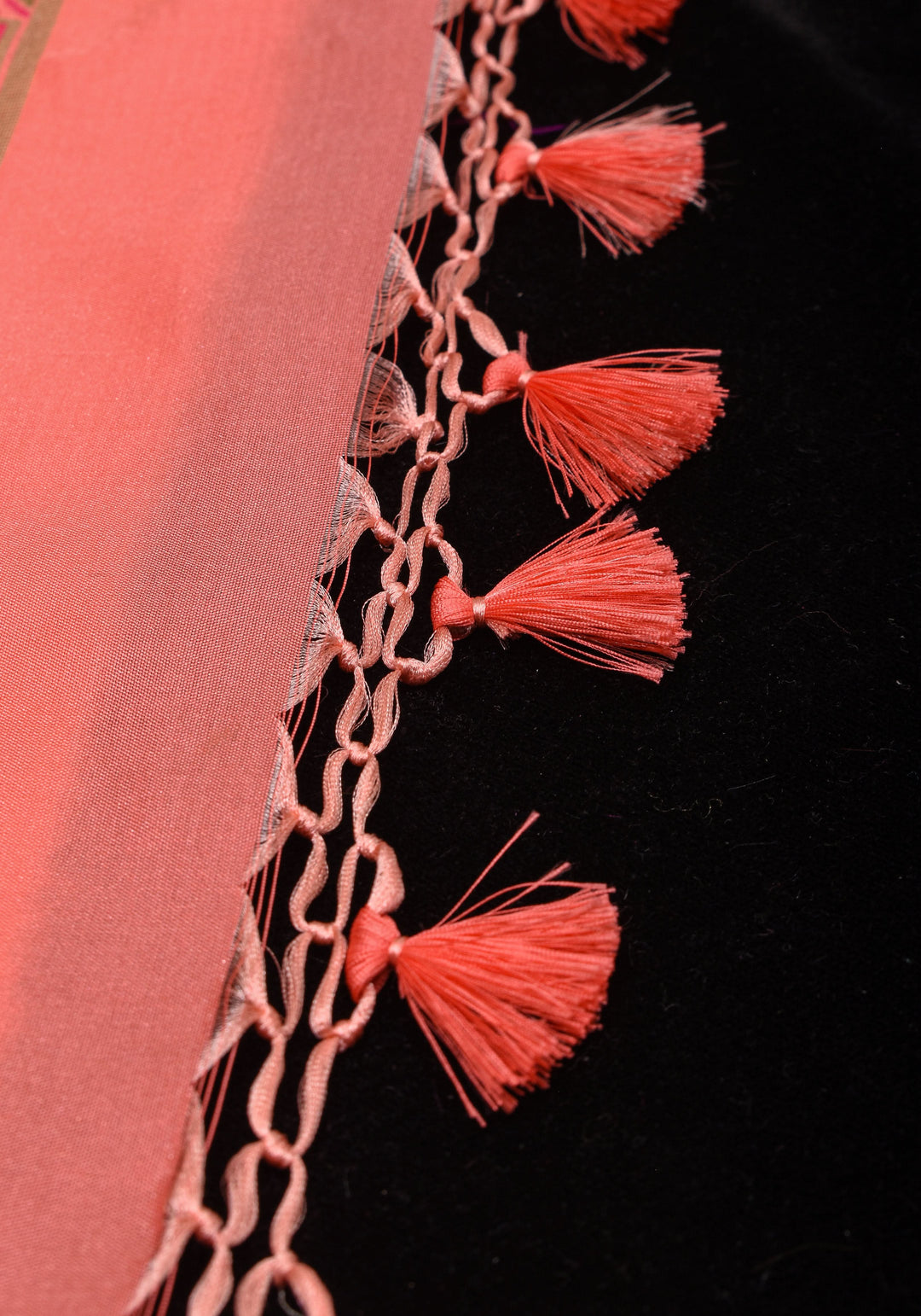 Exquisite Coral Pink Semi Silk Saree with Patola Ikkat Meenakari Zari Border and Pallu