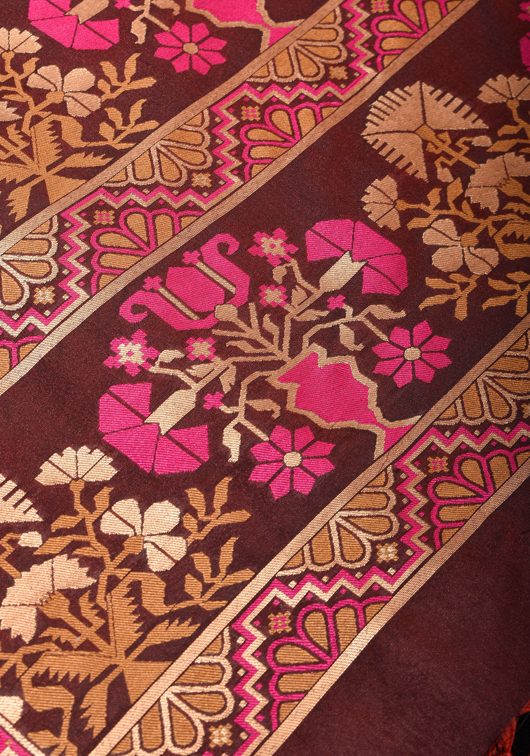 Exquisite Brown Semi Silk Saree with Patola Ikkat Meenakari Zari Border and Pallu