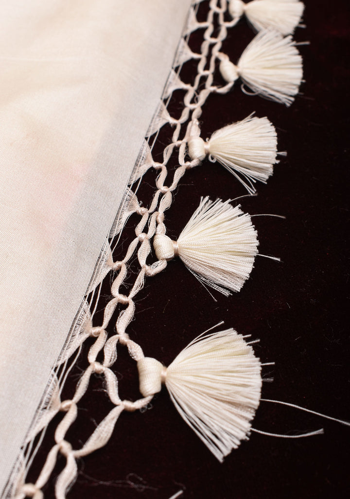 Off White Exquisite Meenakari Rose Jaal Semi Silk Saree and zari border