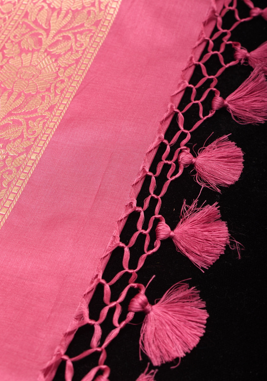 Pink Pure Banarasi Katan Silk Saree with Floral Jaal and zari border  | SILK MARK CERTIFIED