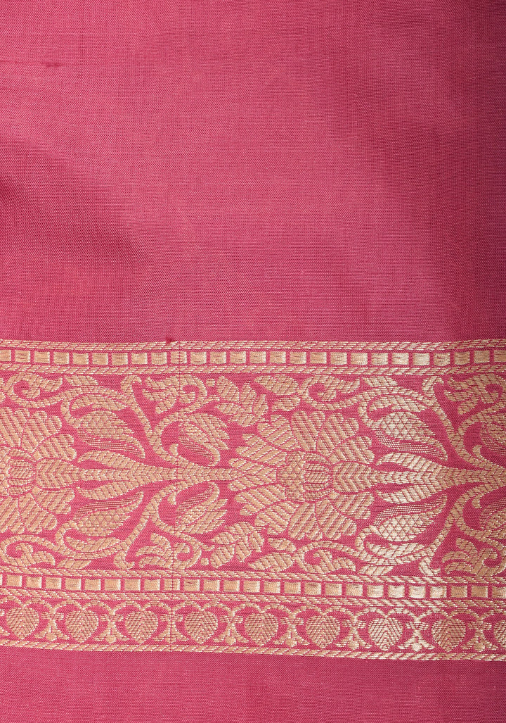 Pink Pure Banarasi Katan Silk Saree with Floral Jaal and zari border  | SILK MARK CERTIFIED